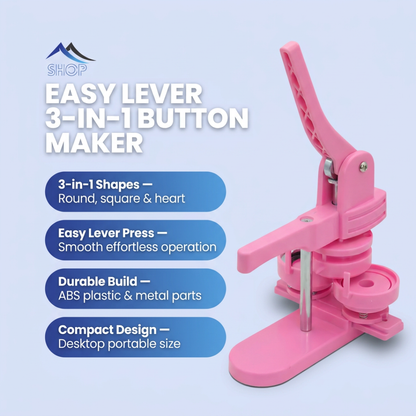 Posture Shop Easy Lever Durable 3-in-1 Button Maker